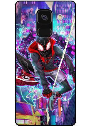 Чехол силиконовый бампер для samsung a8 plus с картинкой spider man человек паук майлз моралес