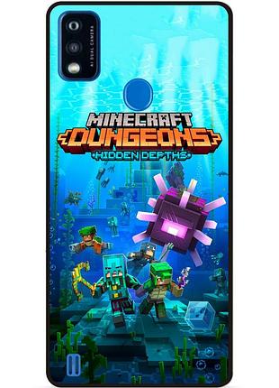 Чехол силиконовый бампер для zte blade a51 с рисунком майнкрафт minecraft