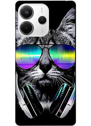 Чехол силиконовый бампер для xiaomi redmi note 14 с рисунком музыкальный кот