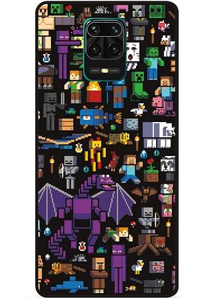 Силіконовий чохол бампер для xiaomi redmi note 9 pro з картинкою minecraft майнкрафт