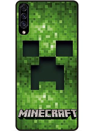 Силиконовый чехол бампер для samsung a20 с рисунком крипер minecraft майнкрафт