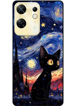 Силіконовий бампер чохол для infinix zero 30 4g з малюнком котик зіркова ніч ван гог