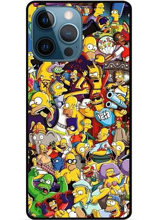Чехол силиконовый бампер для iphone 14 pro max с рисунком стикеры симпсоны мультяшки simpsons