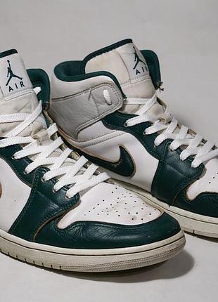 Air jordan 1 mid white green 47.5 13 - классика jordan