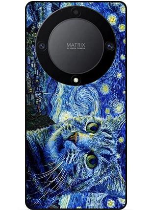 Чехол силиконовый бампер для huawei honor magic 6 lite с рисунком кошечка звездная ночь ван гог