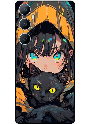 Чехол силиконовый бампер для realme c65 с рисунком аниме котик