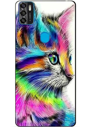 Силіконовий чохол бампер для zte blade a7s з малюнком акварельний кіт