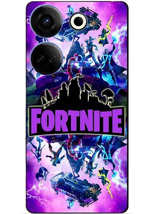 Чехол силиконовый бампер для tecno camon 20 pro с рисунком fortnite marvel фортнайт марвел
