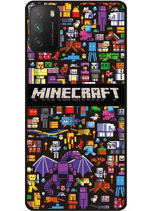 Силіконовий чохол бампер для xiaomi poco m3 з картинкою майнкрафт minecraft