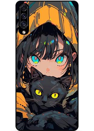 Силиконовый бампер чехол для samsung a50s с рисунком аниме котик
