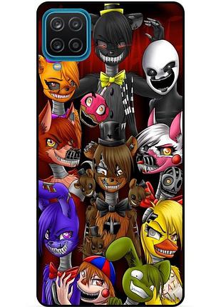 Силиконовый бампер чехол для samsung m12 с рисунком freddy аниматроники фредди