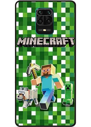 Силиконовый бампер чехол для xiaomi redmi note 9s стив minecraft крипер майнкрафт