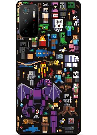 Силиконовый чехол бампер для xiaomi poco m3 pro с картинкой minecraft майнкрафт