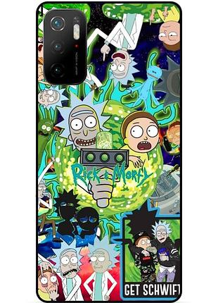 Силиконовый бампер чехол для xiaomi poco m3 pro с рисунком rick and morty рик и морти
