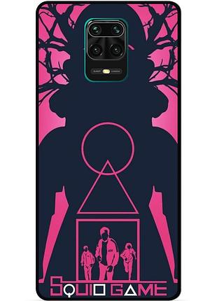 Силиконовый чехол бампер для xiaomi redmi note 9 pro игра в кальмара squid game