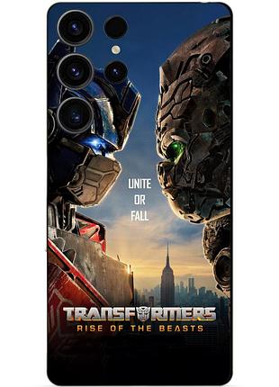 Чехол силиконовый бампер для samsung s23 ultra с рисунком звероботы трансформеры transformers