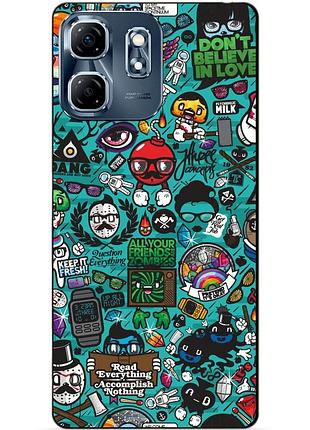 Чехол силиконовый бампер для infinix smart 9 (x6532) с рисунком стикеры
