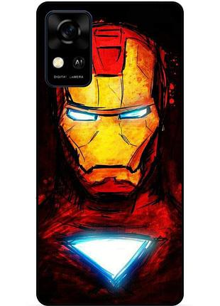 Чехол силиконовый бампер для zte blade a31 с рисунком marvel марвел железный человек iron man