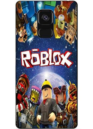 Чехол силиконовый бампер для samsung a8 plus с рисунком роблокс roblox