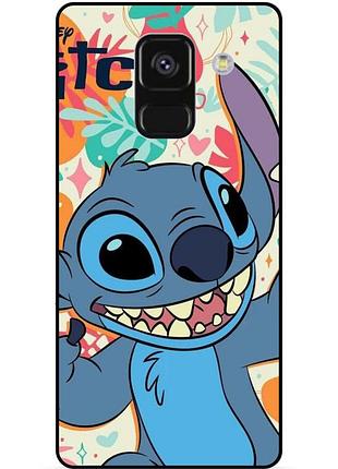 Чехол силиконовый бампер для samsung a8 plus с рисунком stitch стич