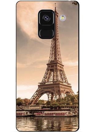 Чехол силиконовый бампер для samsung a8 plus с рисунком эйфелева башня франция париж