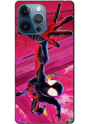 Чехол силиконовый бампер для iphone 14 pro с рисунком spider man человек паук майлз моралес