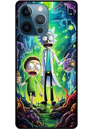 Силиконовый чехол бампер для iphone 14 pro max с рисунком рик и морти rick and morty