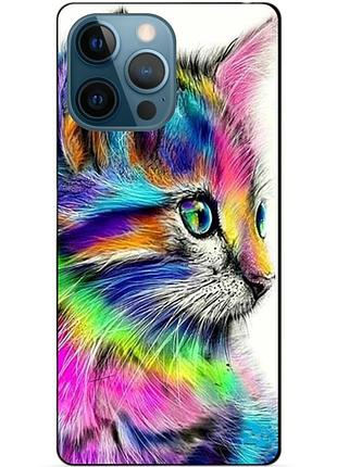 Чехол силиконовый бампер для iphone 14 pro max с рисунком акварельный кот