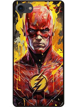 Чехол силиконовый бампер для iphone 8 с рисунком flash marvel человек молния