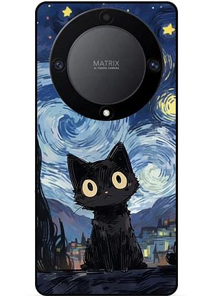 Чехол силиконовый бампер для huawei honor magic 6 lite с рисунком котик ван гог звездная ночь