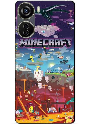 Чехол силиконовый бампер для zte blade v40 design игра minecraft майнкрафт