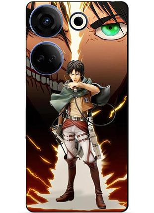 Чехол силиконовый бампер для tecno camon 20 pro с рисунком атака титанов attack on titan