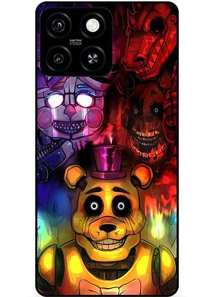 Чехол силиконовый бампер для zte blade a55 с рисунком фредди freddy аниматроники