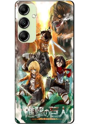 Чехол силиконовый бампер для samsung m52 с рисунком атака на титанов attack on titan