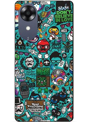 Силіконовий чохол бампер для oppo a17k з малюнком стикери
