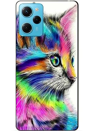 Силиконовый чехол бампер для xiaomi redmi note 12 pro speed edition с рисунком акварельный кот
