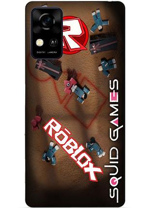Чехол силиконовый бампер для zte blade a31 с рисунком roblox игра в кальмара роблокс