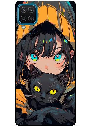 Силиконовый бампер чехол для samsung a22 с рисунком аниме котик