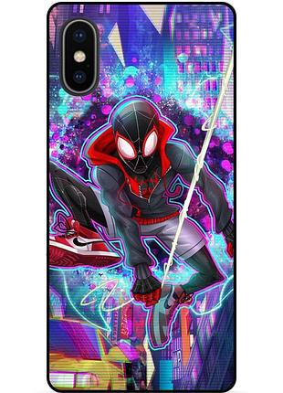 Силиконовый бампер чехол для iphone xs с картинкой spider man человек паук майлз моралес