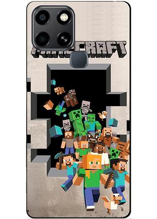 Чехол силиконовый бампер для infinix smart 6 с картинкой minecraft майнкрафт