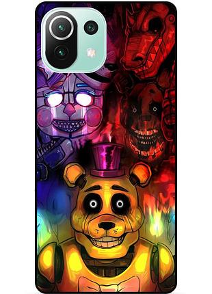 Силиконовый бампер чехол для xiaomi mi 11 lite с рисунком фредди freddy аниматроники