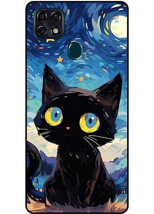 Чехол силиконовый бампер для zte blade 20 smart котик звездная ночь ван гог