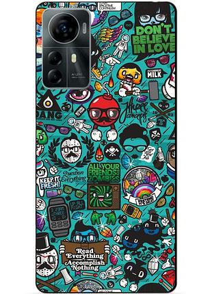 Силиконовый чехол бампер для zte blade a72s с рисунком стикеры