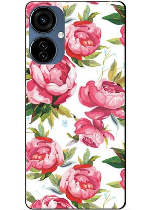 Силиконовый чехол бампер для oppo a3 с рисунком пионы цветы