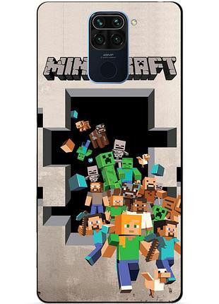 Чехол силиконовый бампер для xiaomi redmi note 9 с картинкой minecraft майнкрафт