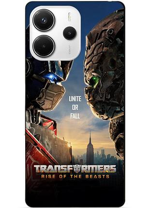 Чехол силиконовый бампер для xiaomi redmi note 14 с рисунком звероботы трансформеры transformers