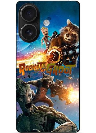 Чехол силиконовый бампер для iphone 16 plus rocket groot ракета грут стражи галактики