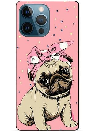 Силіконовий чохол бампер для iphone 16 pro max з малюнком мопс