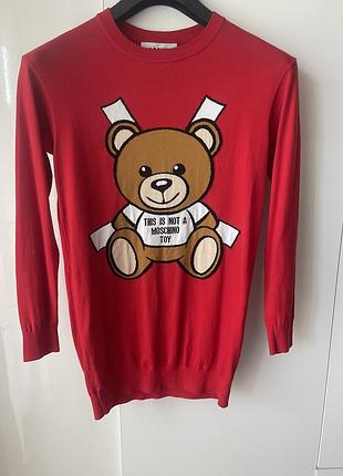 Moschino couture teddy bear светр червоний, 100% бавовна, s