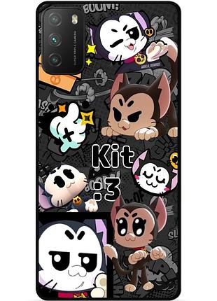 Силіконовий бампер чохол для xiaomi poco m3 з малюнком котики